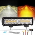 Auxbeam 12 in 300W Amber White LED Light Bar - Dual Color Strobe
