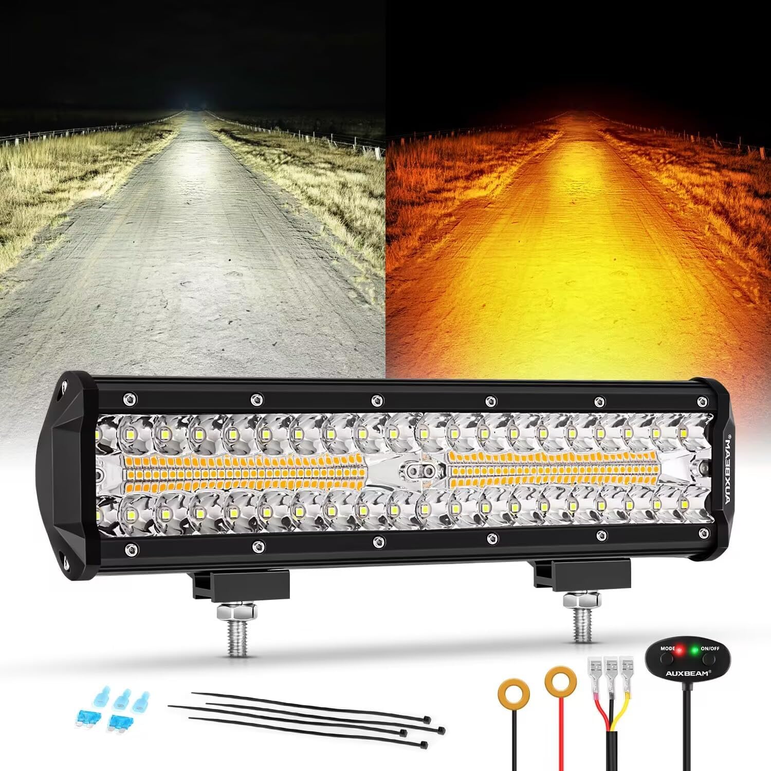 Auxbeam 12 Inch 300W LED Light Bar with 6 Modes for Offroad Use