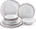 Vintage White Melamine Dinnerware Set - 12 Piece Service for 4