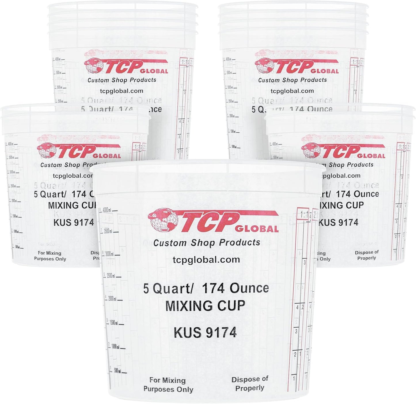 Custom Shop 5-Quart Mixing Cups for Automotive Painting and Crafts