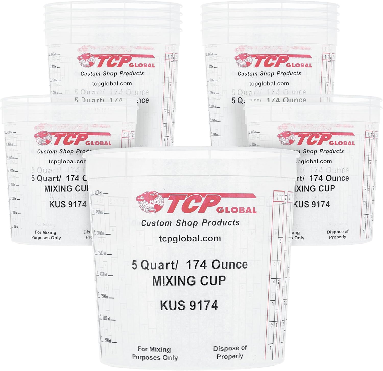Custom Shop 5-Quart Mixing Cups for Automotive Painting and Crafts