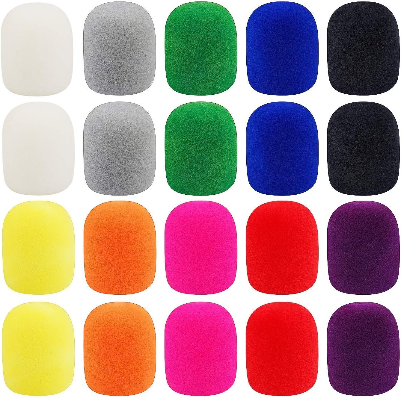 20 Pack Thick Mic Windscreen Foam - 10 Colors