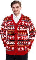 Arvilhill Men's Christmas Cardigan Merry Xmas V Neck Button Sweater