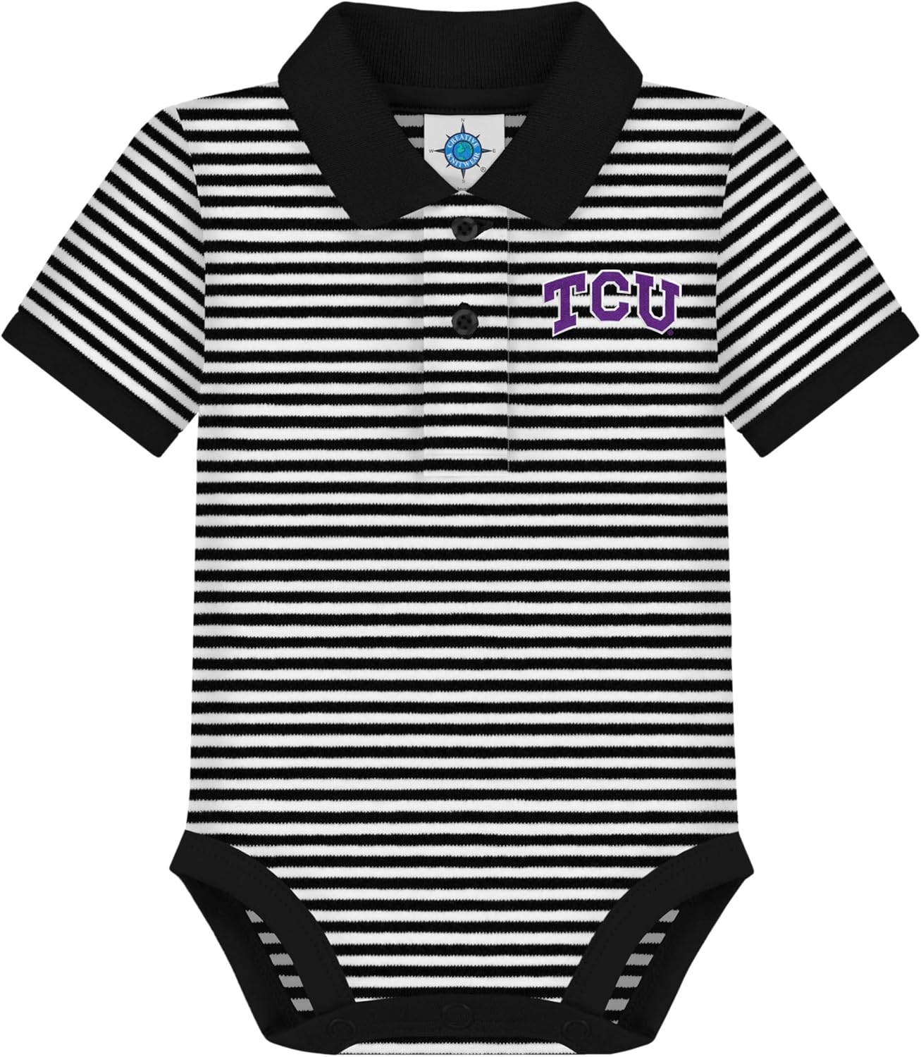 Creative Knitwear College Baby Striped Polo Bodysuit for Infants