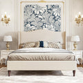 King Size Upholstered Platform Bed with 51in Wingback Headboard