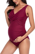 Maternity One Piece Front Cross Swimsuit - Flattering Stretch Fit