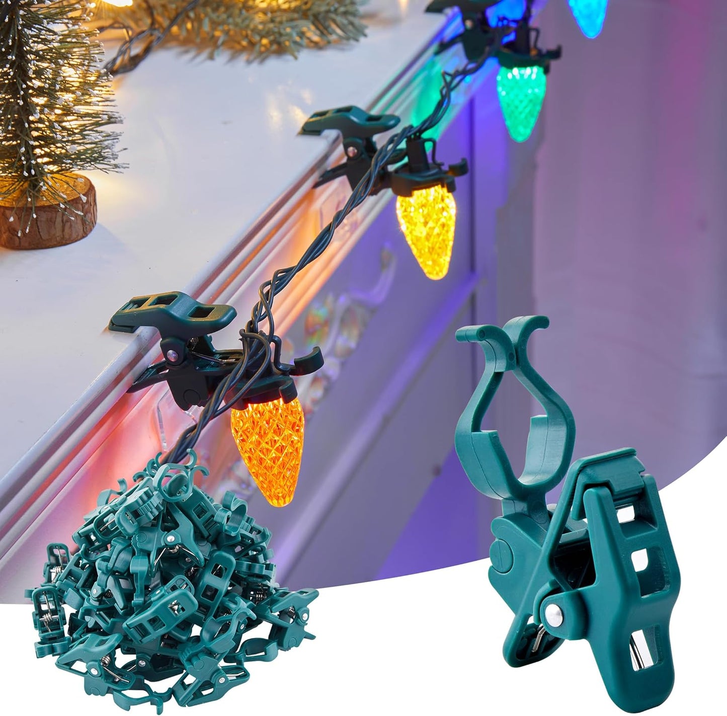 C7 C9 Christmas Lights Universal Spring Clips for Easy Setup