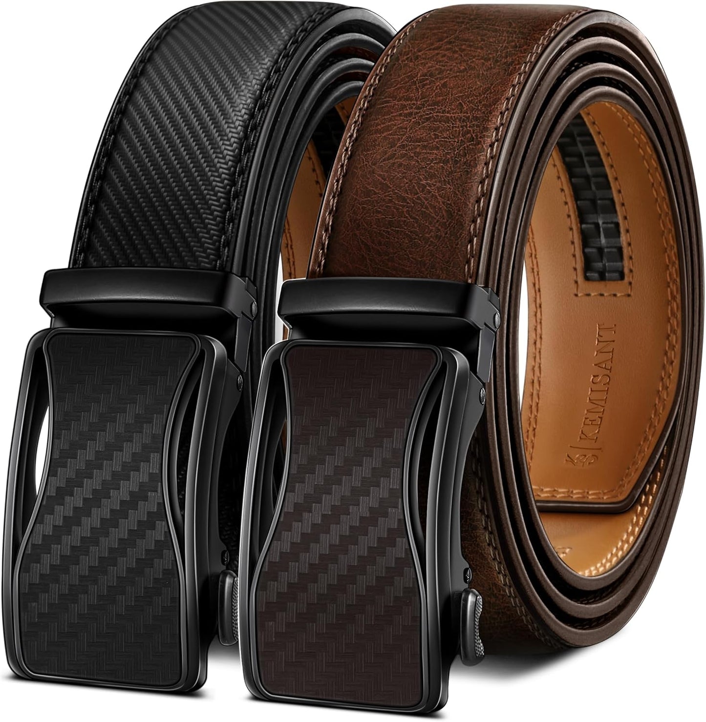 KEMISANT Mens Ratchet Belt - Adjustable Sliding Dress Belt