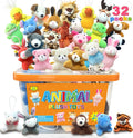32Pcs Mini Plush Animals Toy Set - Bulk Party Favors for Kids