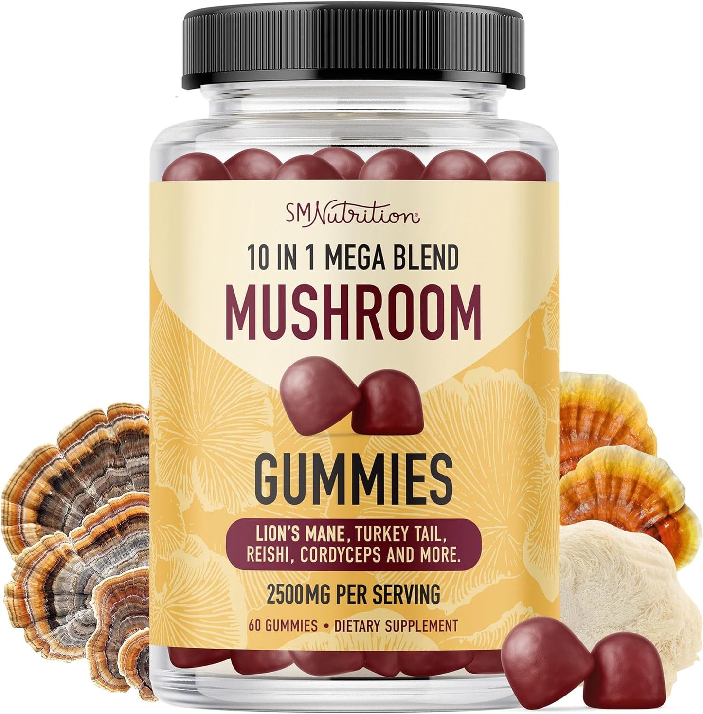 Premium Mushroom Nootropic Gummies | Cognitive & Immune Support | Raspberry Flavor