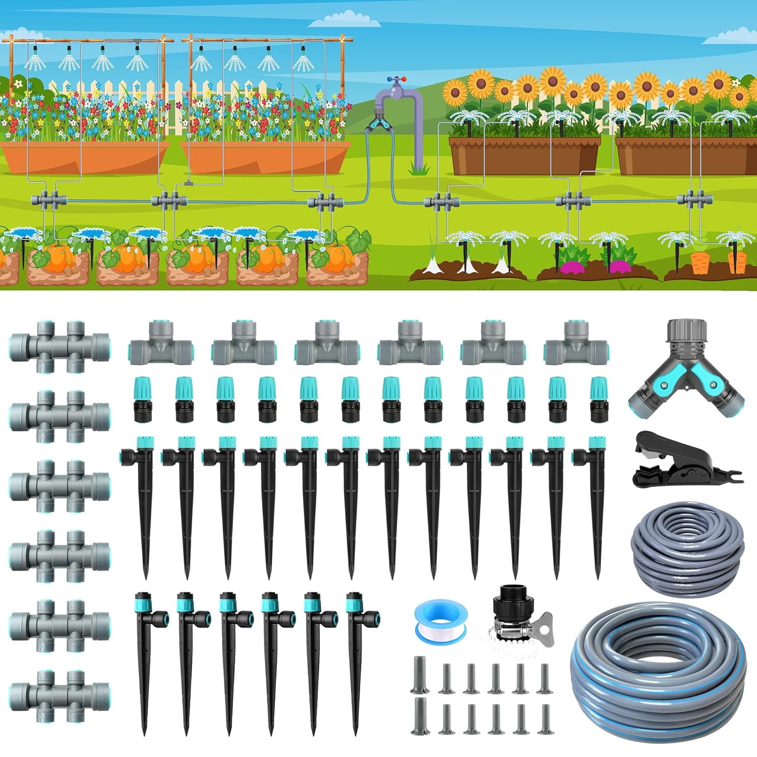 230FT Drip Irrigation System Kit for Easy Plant Watering