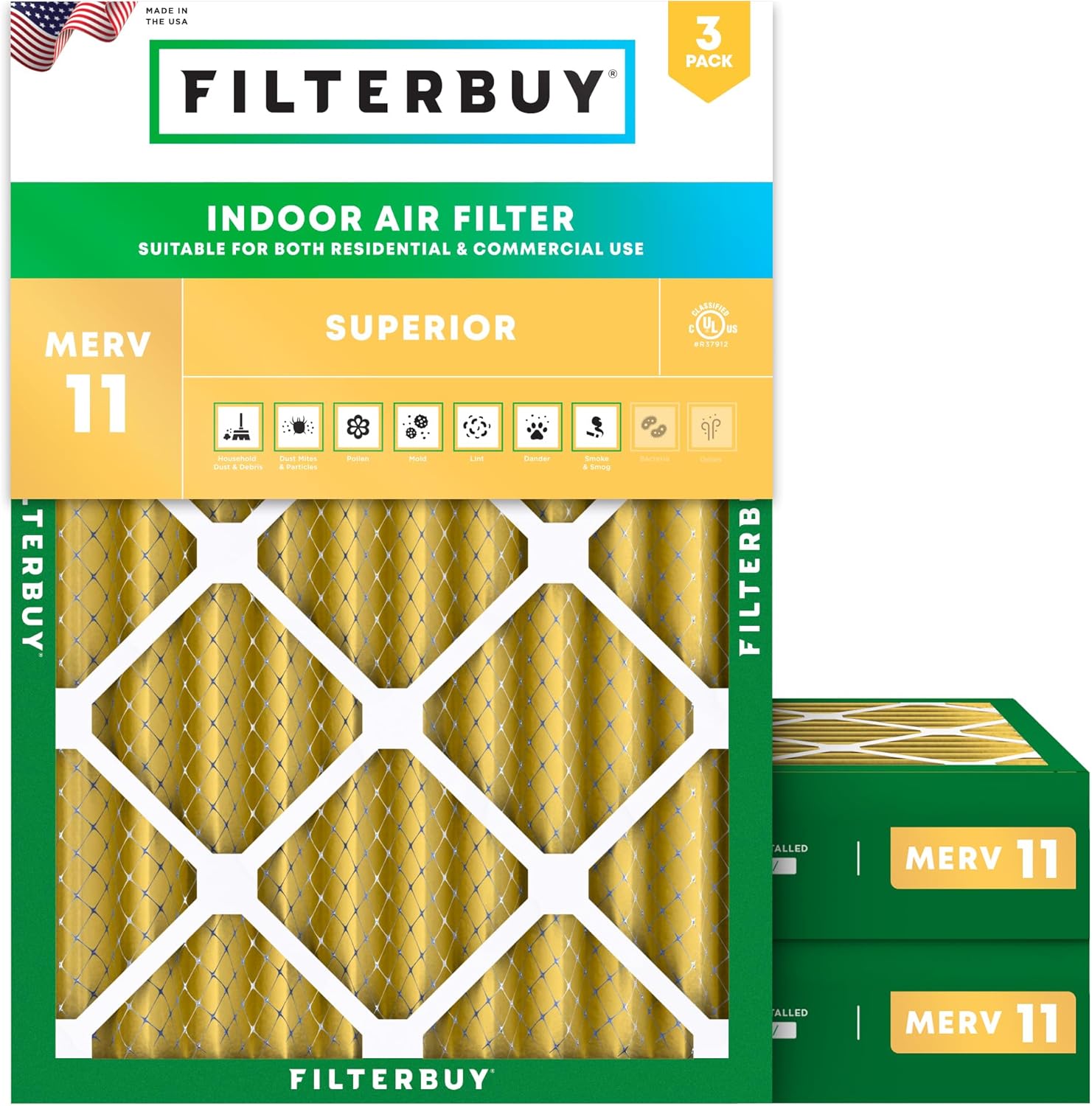 Filterbuy 16x20x4 Air Filter MERV 11 for Pet Allergy Defense
