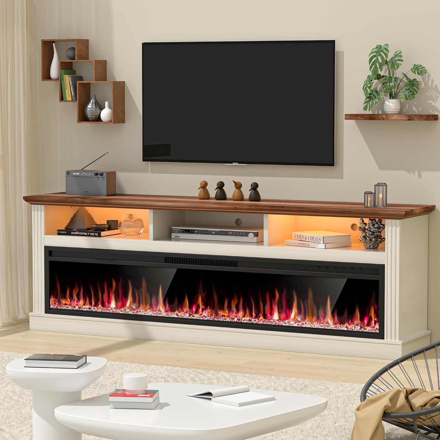 Spurgehom 58 Fireplace TV Stand: Cozy Farmhouse Chic!