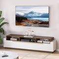 Modern White TV Stand 70 | Open Shelves & Drawers | Storage Cabinet