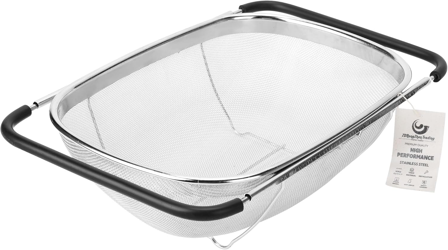 Stainless Steel Over Sink Colander - Rinse, Strain & Drain Effortlessly!