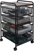 EasyPAG 4-Drawer Rolling File Cart with Wood Top - Under Desk