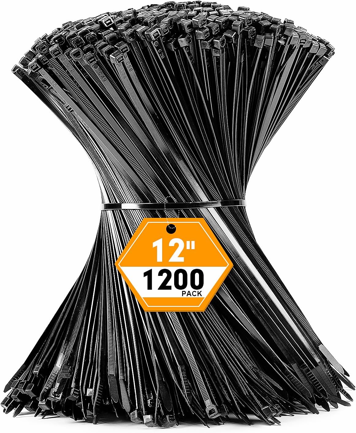 RAZCC 12 Inch Black Cable Ties - Strong 50lb Tensile Strength, Indoor & Outdoor Use!