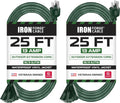 Outdoor Extension Cord 25ft Green 3-Outlet - Heavy Duty Weatherproof