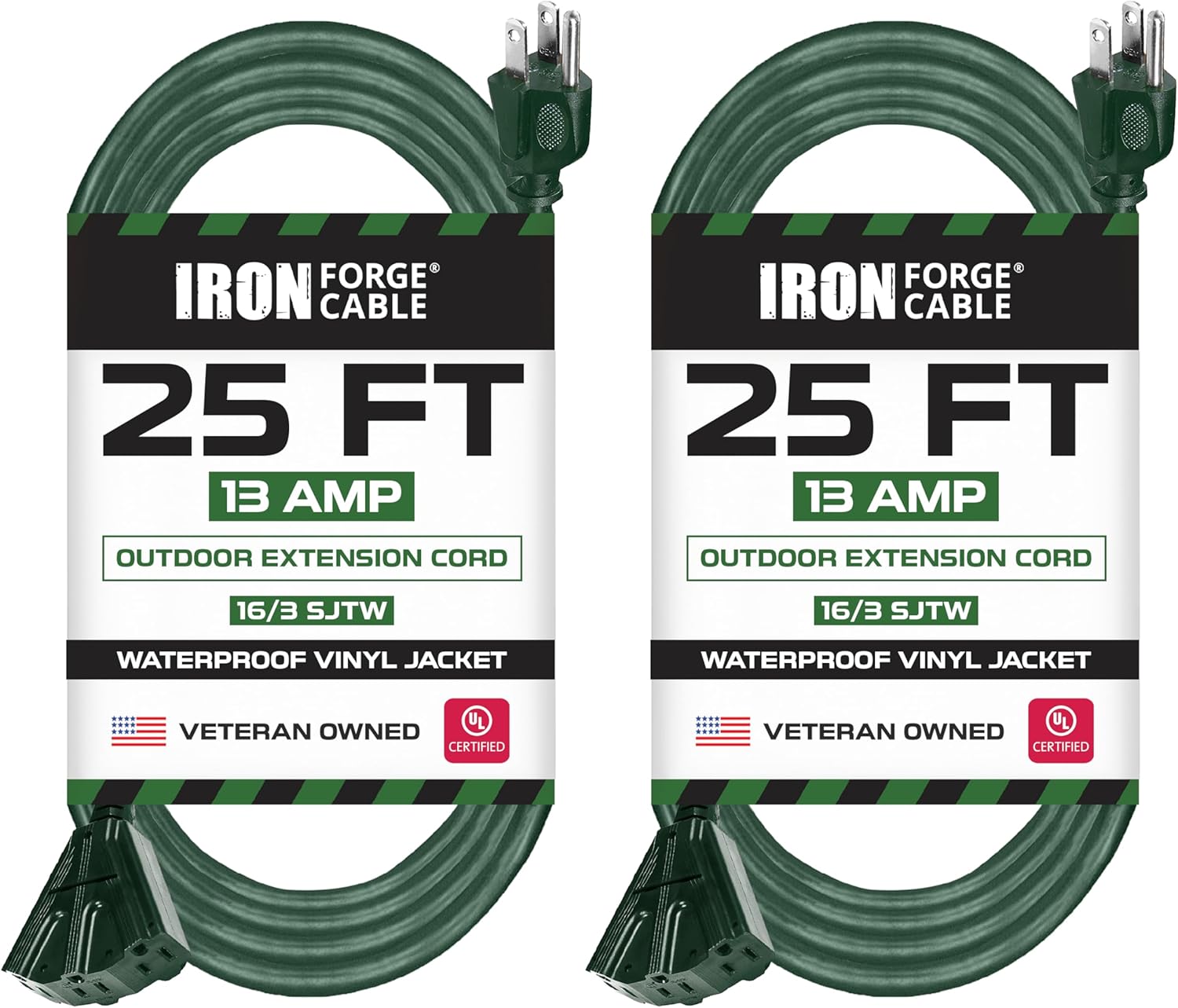 Iron Forge Cable 25ft Green Outdoor Extension Cord with 3 Outlets