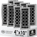 Floor Register 4x10 Vent Cover 8 Pack - Heavy-Duty Steel, Brushed