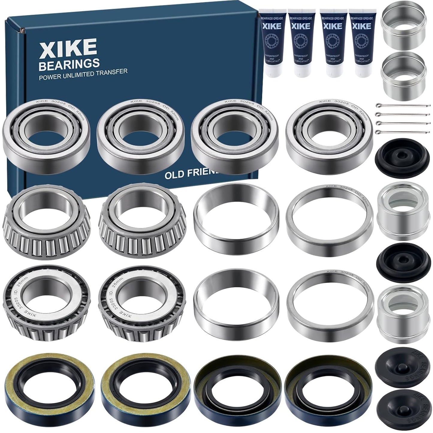 XiKe 4 Set Trailer Wheel Hub Kit with 30205 Bearings and Seal
