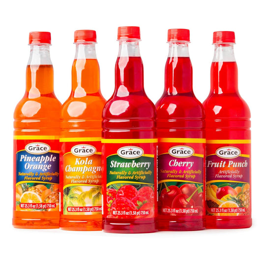 Grace Kola Champagne & Fruit Punch Syrups - 5 Pack Bundle