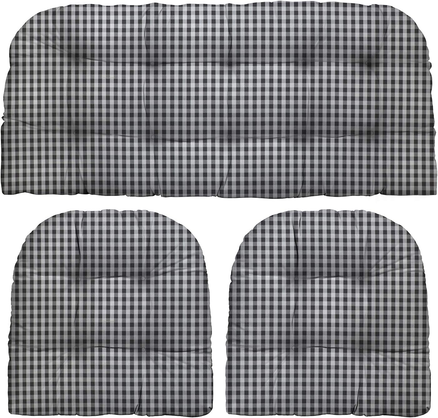 3-Piece Wicker Tufted Cushion Set for Outdoor Loveseat & Chairs