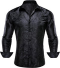 Men's Paisley Silk Dress Shirt - Formal Long Sleeve Regular Fit Shirts