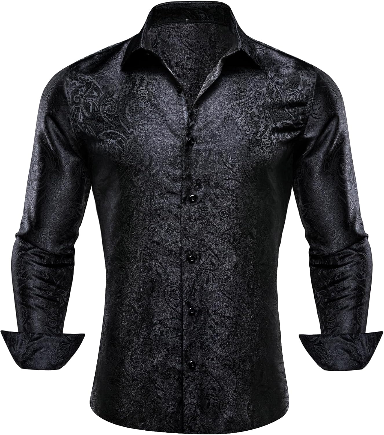 Barry.Wang Men's Dress Shirt Paisley Silk for Formal Events