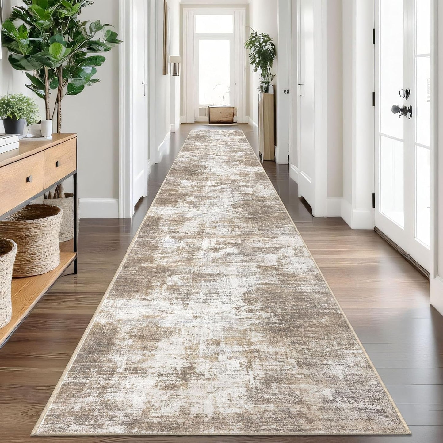 IOHOUZE Abstract Runner Rug 3x18 Ft Non Slip Kitchen Runner