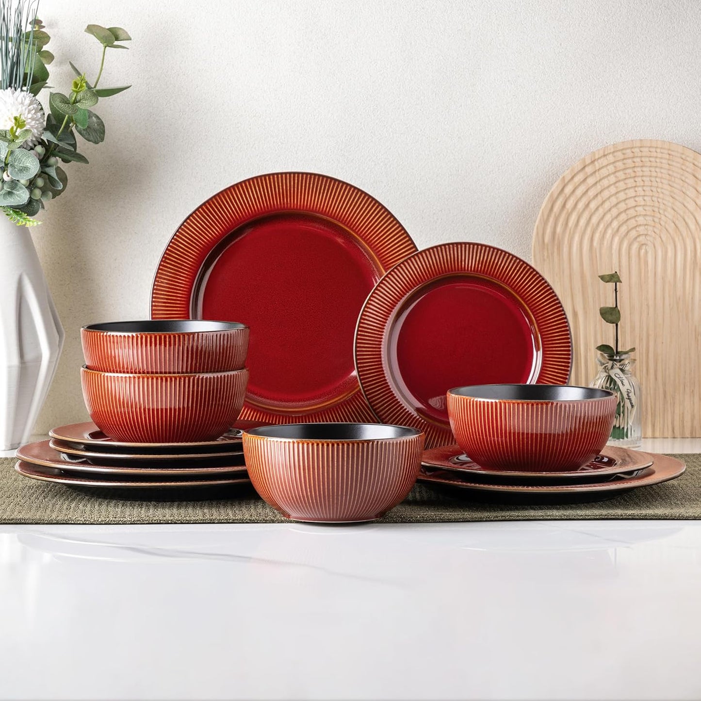 Elegant 12-Piece Ceramic Dinnerware Set for Stylish Dining