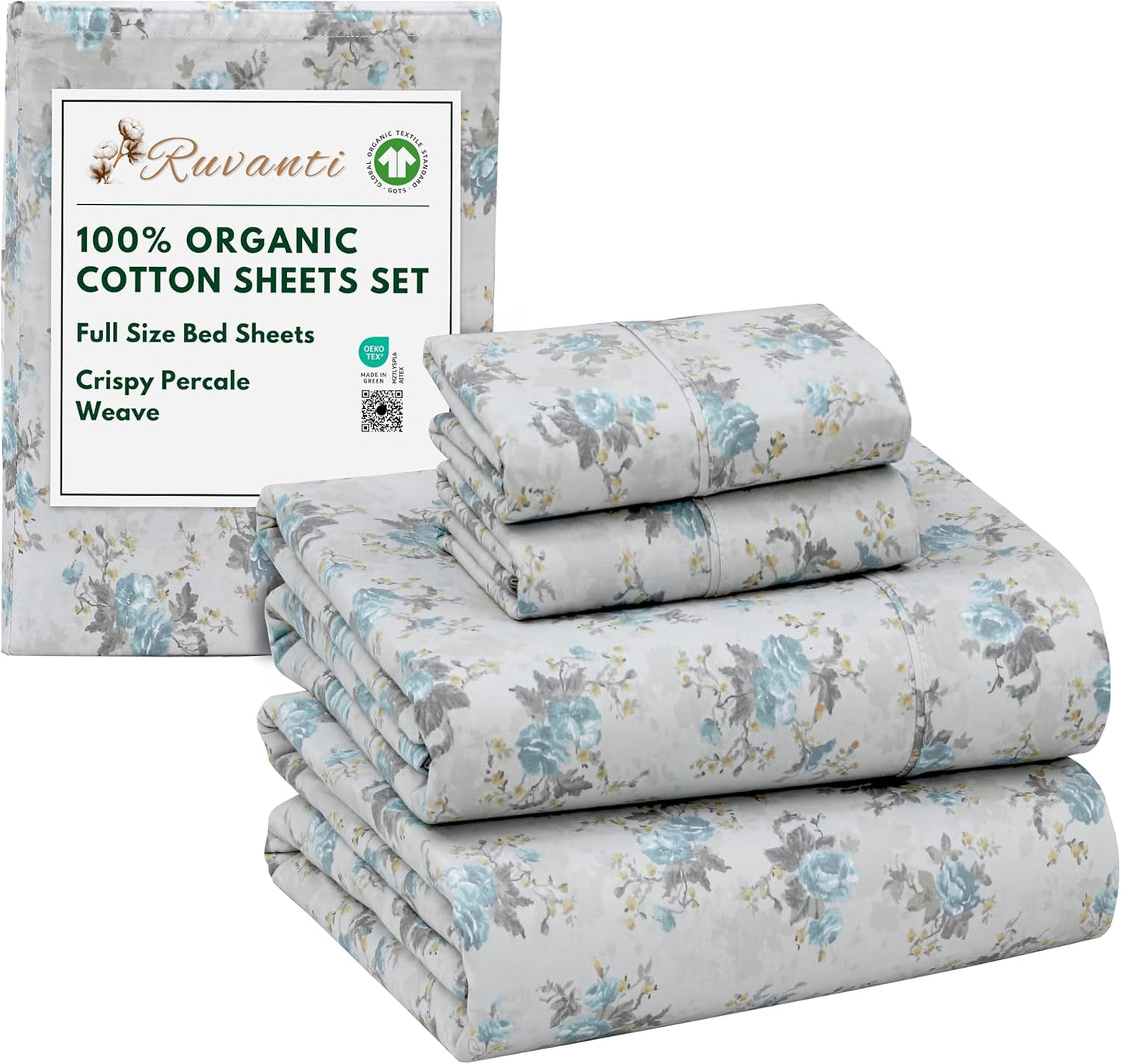 100% Organic Cotton Sheets Full Size Set for Comfortable Sleep