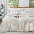 MILDLY Jacquard Stripe Duvet Cover Set for Boho Chic Bedrooms
