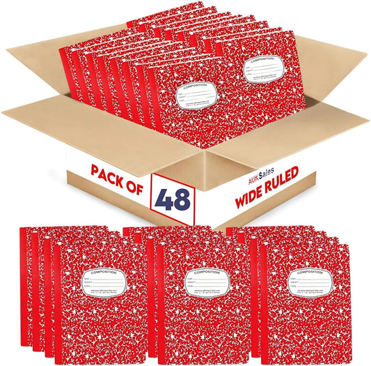 Bulk Red Composition Notebooks for School & Office - Pack of 48