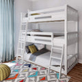 Max & Lily Triple Twin Bunk Bed - Space-Saving Solid Wood Triple Bunk
