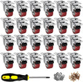 2 Inch Caster Wheels Set of 24 - Heavy Duty Locking PU Casters