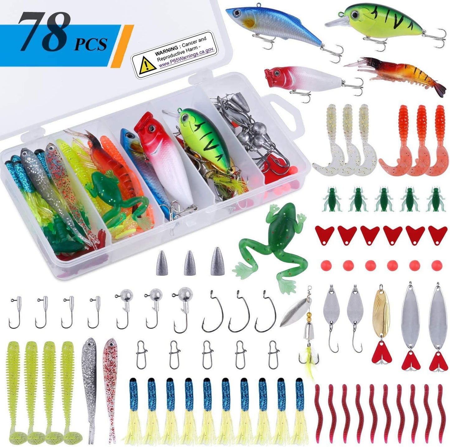 PLUSINNO 201pcs Fishing Tackle Box - Ultimate Bass Fishing Gear
