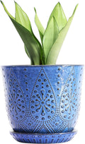 Gepege 10 in Ceramic Plant Pot with Drainage and Saucers - Clean