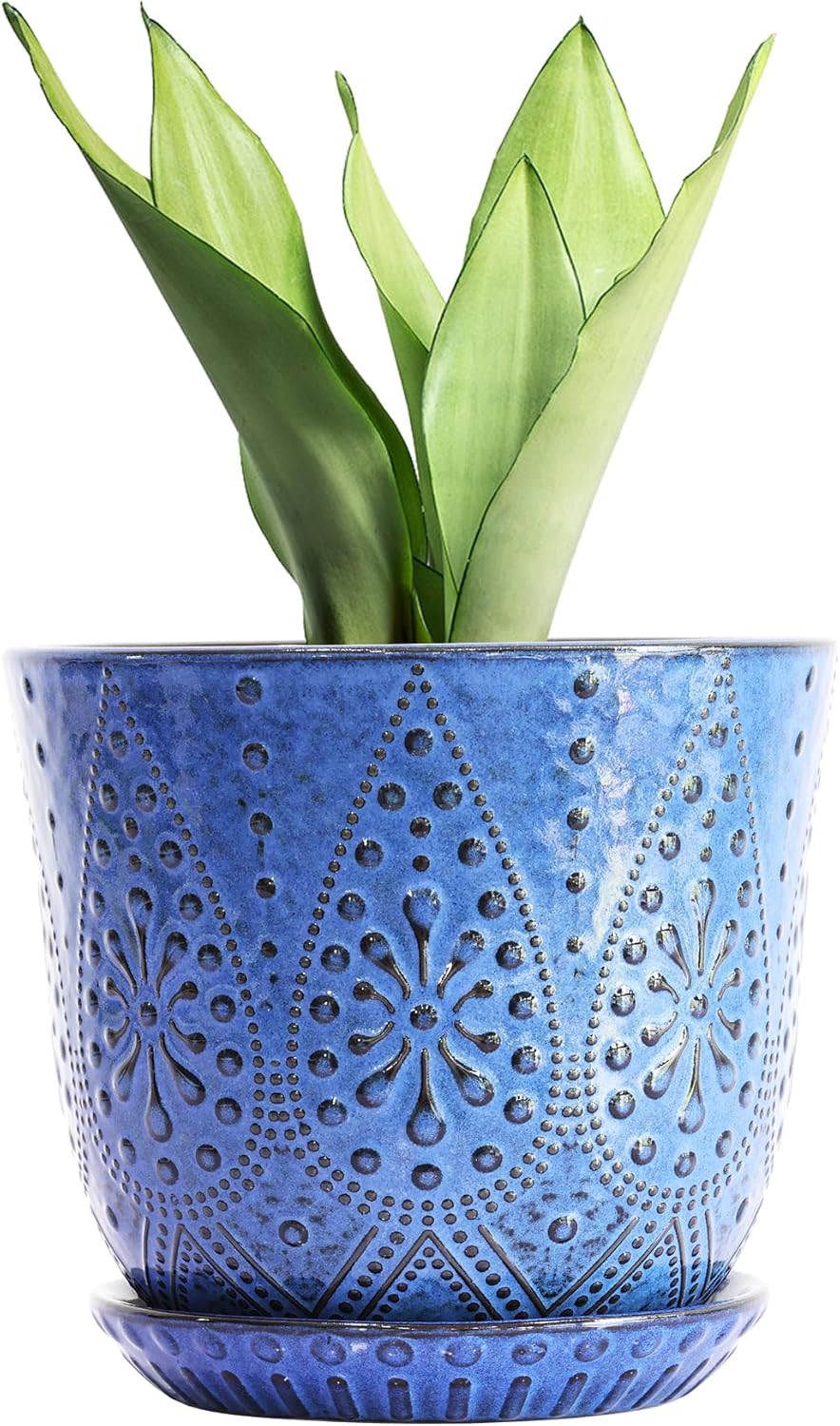 10 Inch Ceramic Plant Pot with Drainage Holes for Indoor Use