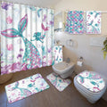 Mermaid Shower Curtain Set 6 Pc Bathroom Set - Playful Coastal Decor