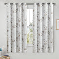Floral 100% Blackout Curtains 63 in Length - Tan Brown & White