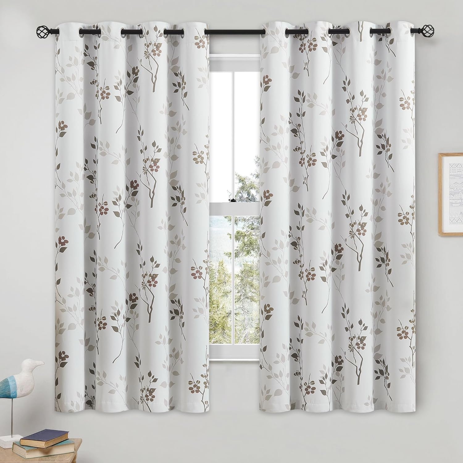 Beauoop Floral Blackout Curtains for Bedroom Living Room Decor
