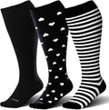LEVSOX Wide Calf Compression Socks 15-20mmHg Knee High - Plus Size