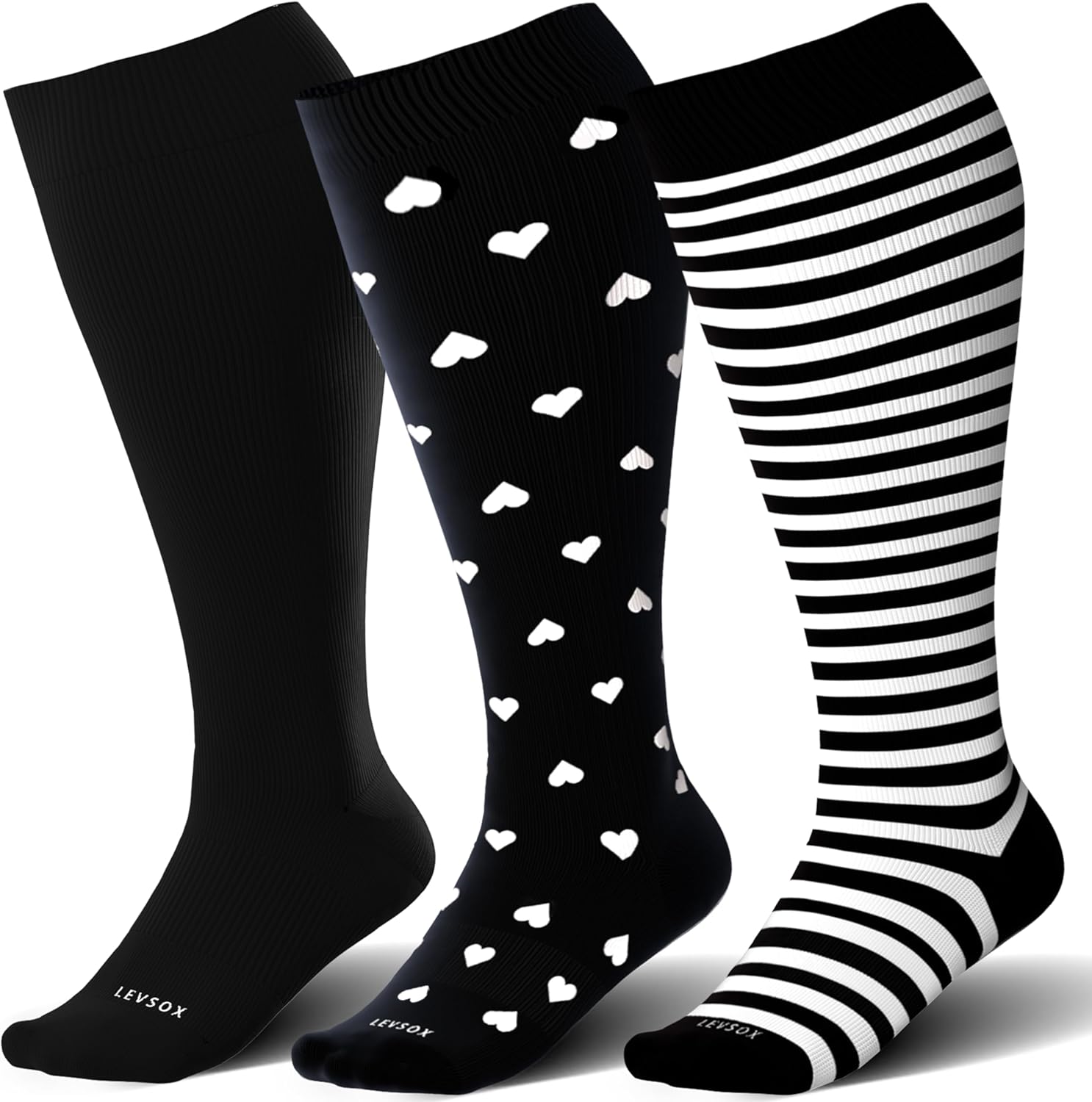 Wide Calf Compression Socks for Women and Men - 15-20mmHg Support
