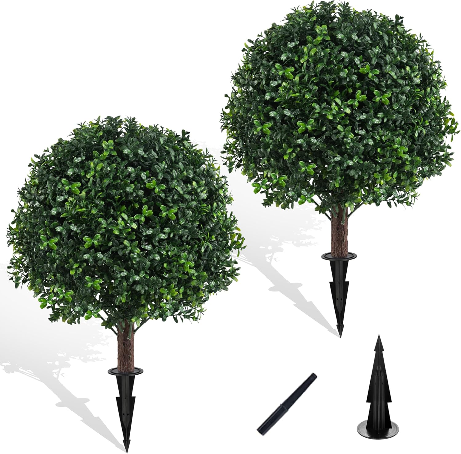Artificial Boxwood Topiary Ball Bush Set of 2 for Outdoor Use