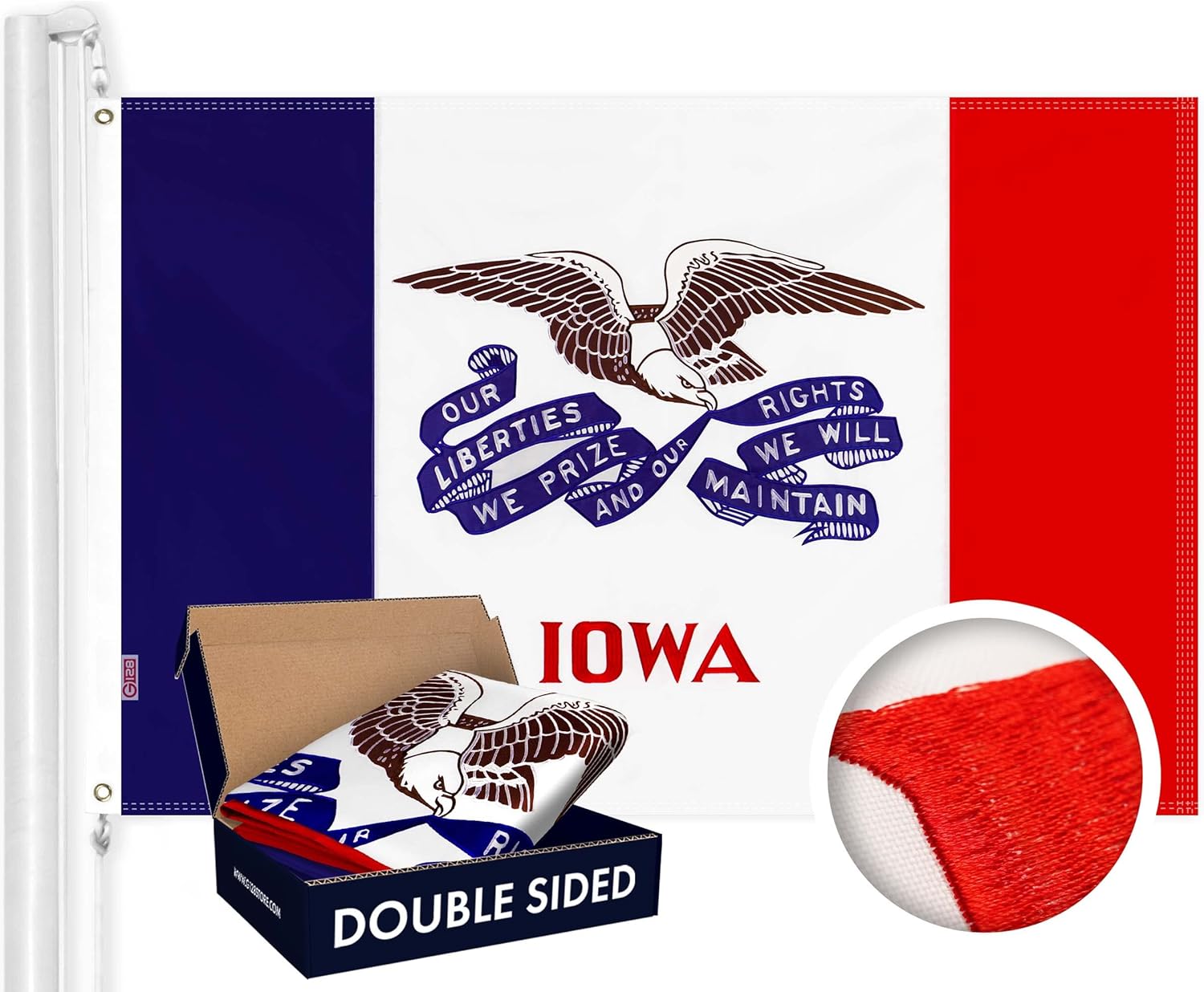 G128 Iowa State Deluxe Flag - Durable 3x5 Ft Double Sided