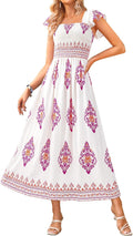 Summer Floral Smocked Boho Maxi Dress for Women - Lightweight Comfort