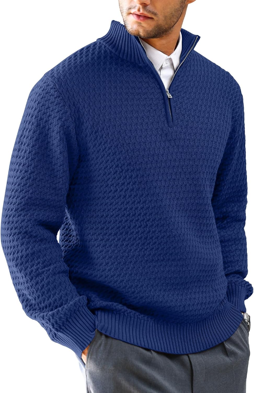 Men's Quarter-Zip Sweater for Business Casual Style and Comfort