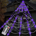 Spider Web Halloween Decorations Outdoor Lights - Giant 16.4ft Purple