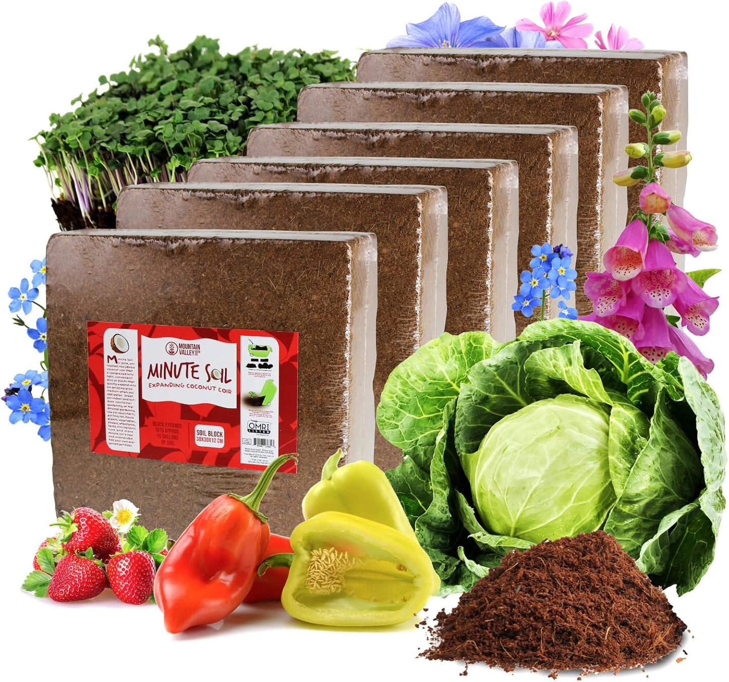 Minute Soil Coconut Coir Block 6-Pack for Organic Growing